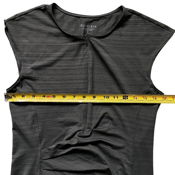 Athleta Gray Ruched Front Sleeveless Quarter Zip Activewear Top Womens Size S - Picture 6 of 9